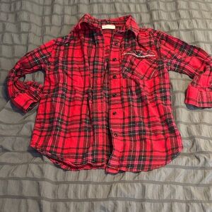 Classic Red Plaid Kids Button-Down Shirt